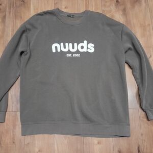 NUUDS Crewneck Sweatshirt Women's XL Brown Fleece Pullover Oversized Minimal